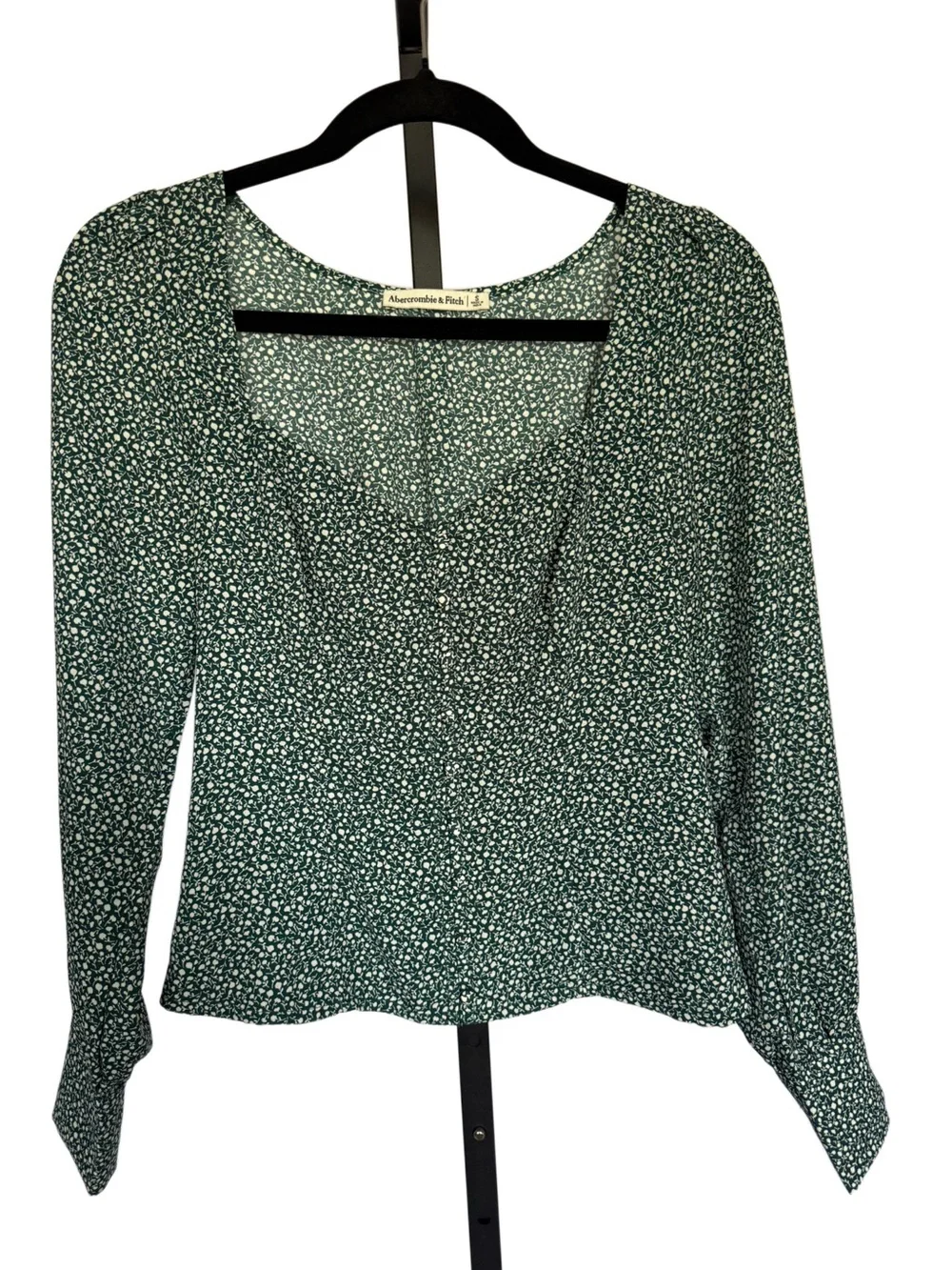 Abercrombie & Fitch Boho Floral Puff Sleeve Sweetheart Neck Button Down Size S